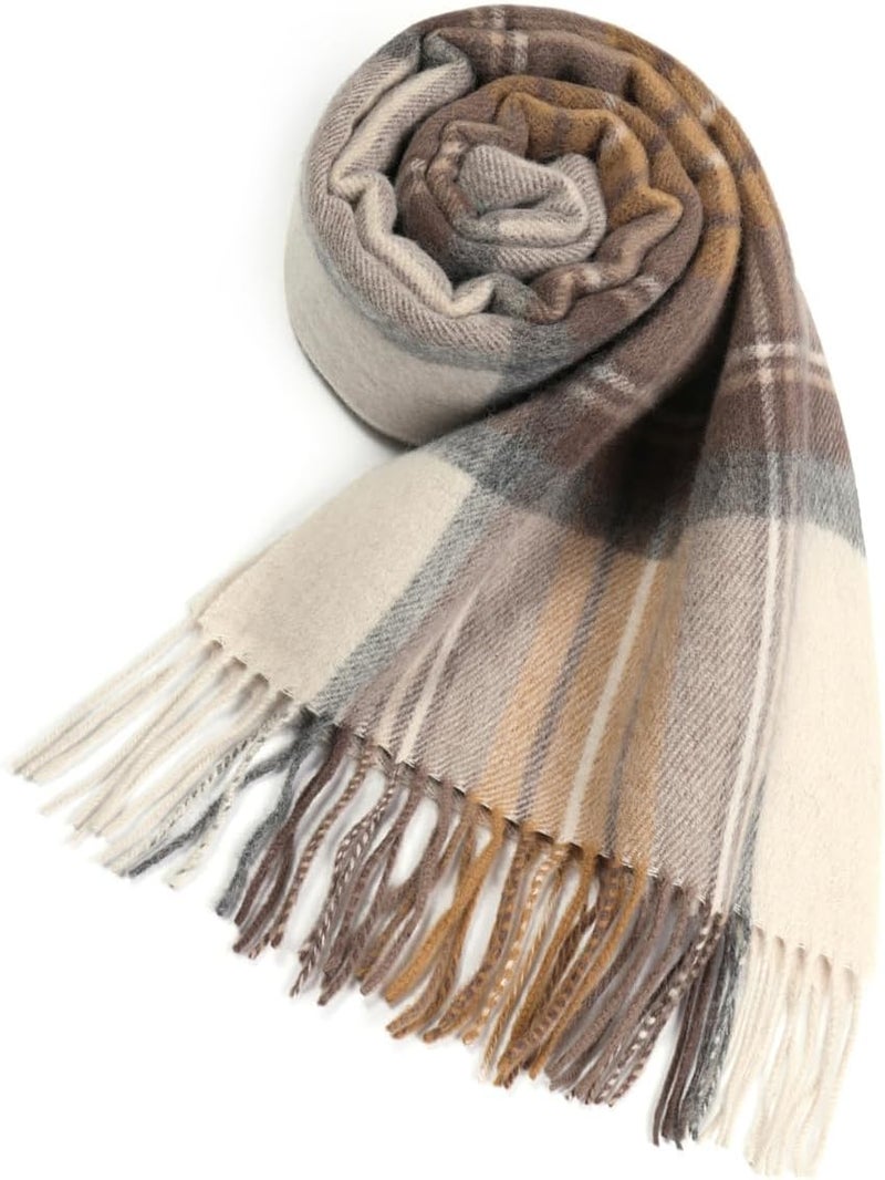 SKNSOFT Winter Wool Plaid Scarf for Men,Women Fashion Tartan Wrap Checkered Scarves - Image 4
